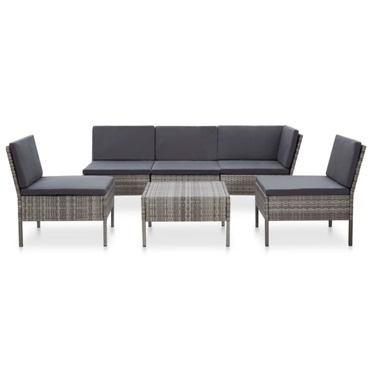 Set Divani da Giardino 6 pz con Cuscini in Polyrattan Grigio | homemem39