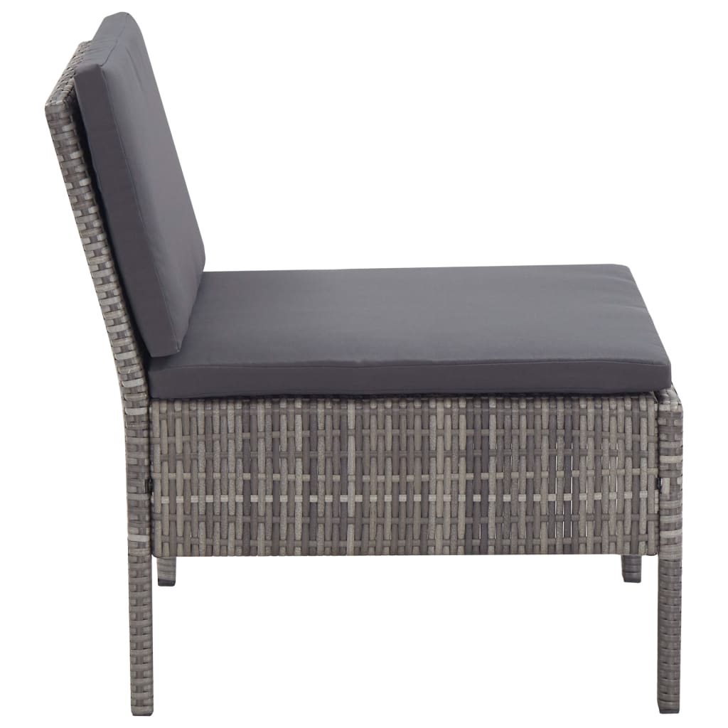 Set Divani da Giardino 6 pz con Cuscini in Polyrattan Grigio | homemem39
