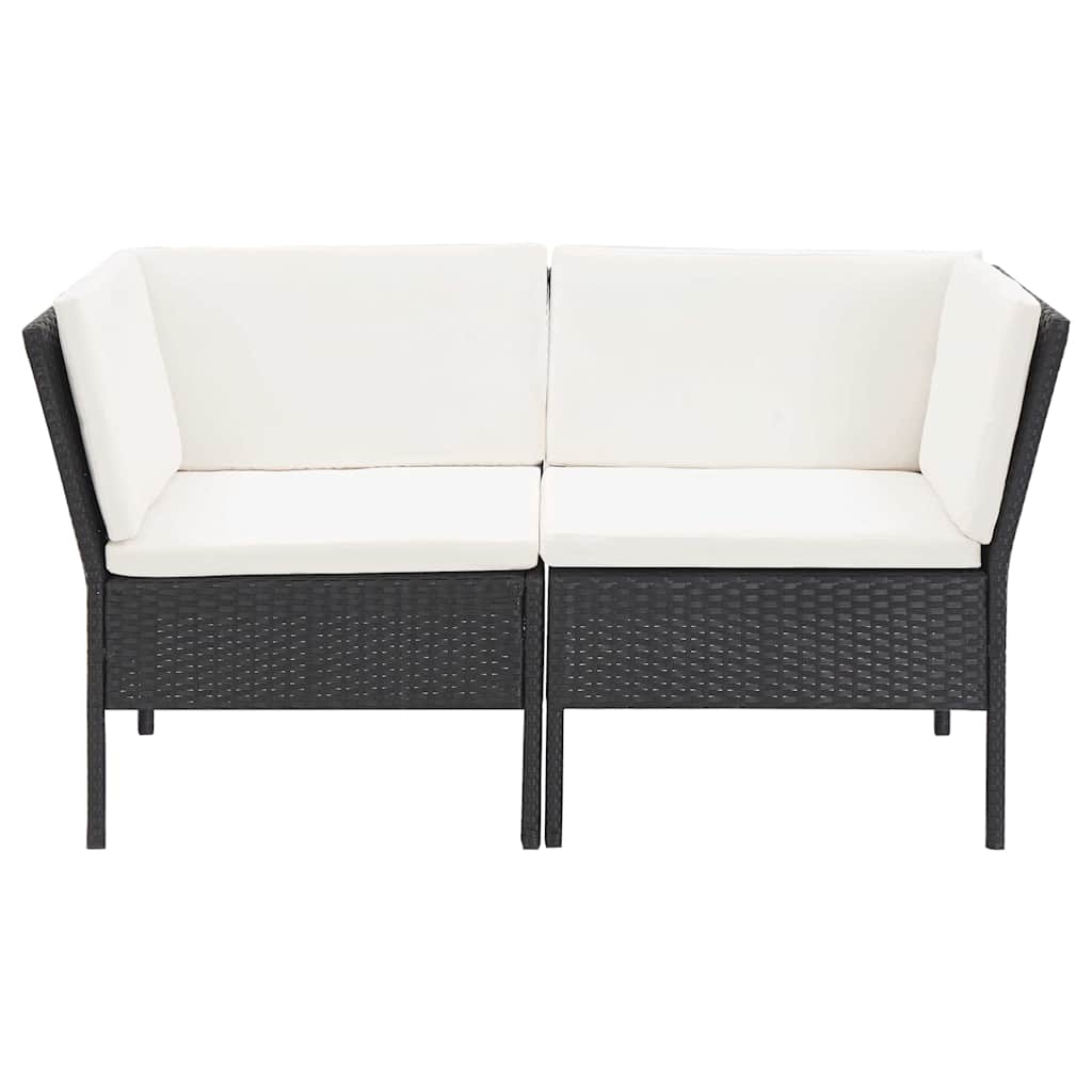 Set Divani da Giardino 6 pz con Cuscini in Polyrattan Nero