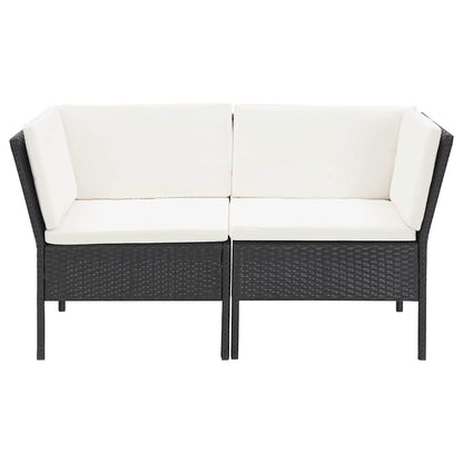 Set Divani da Giardino 6 pz con Cuscini in Polyrattan Nero