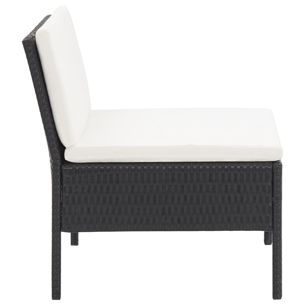 Set Divani da Giardino 6 pz con Cuscini in Polyrattan Nero | homemem39