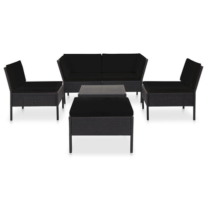 Set Divani da Giardino 6 pz con Cuscini in Polyrattan Nero | homemem39