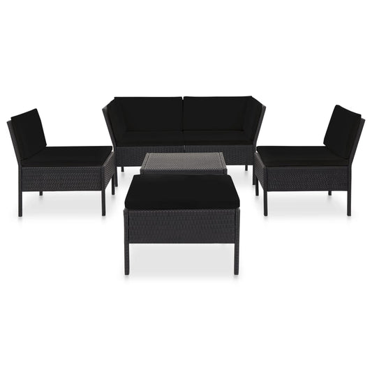 Set Divani da Giardino 6 pz con Cuscini in Polyrattan Nero | homemem39