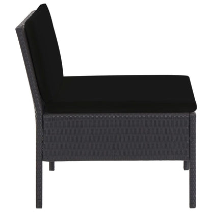 Set Divani da Giardino 6 pz con Cuscini in Polyrattan Nero | homemem39