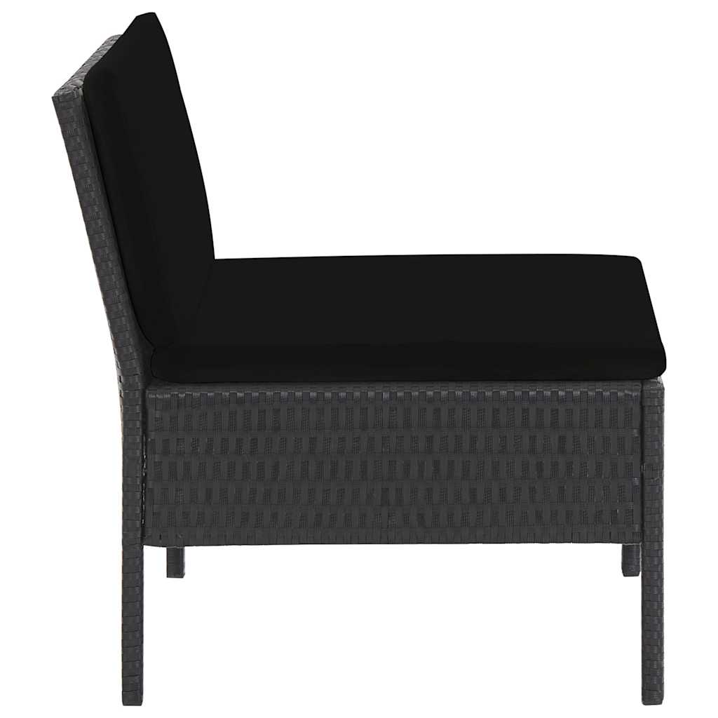 Set Divani da Giardino 6 pz con Cuscini in Polyrattan Nero