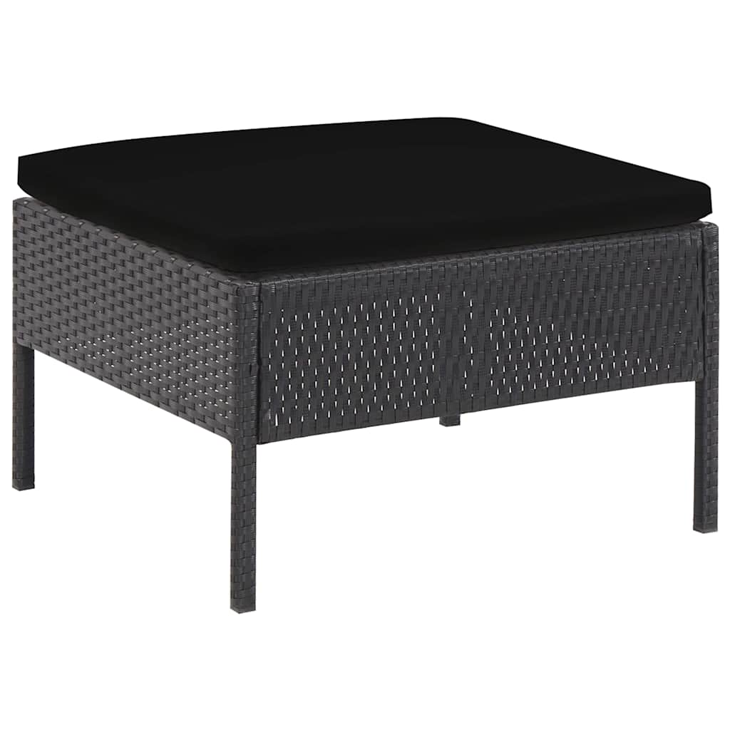 Set Divani da Giardino 6 pz con Cuscini in Polyrattan Nero