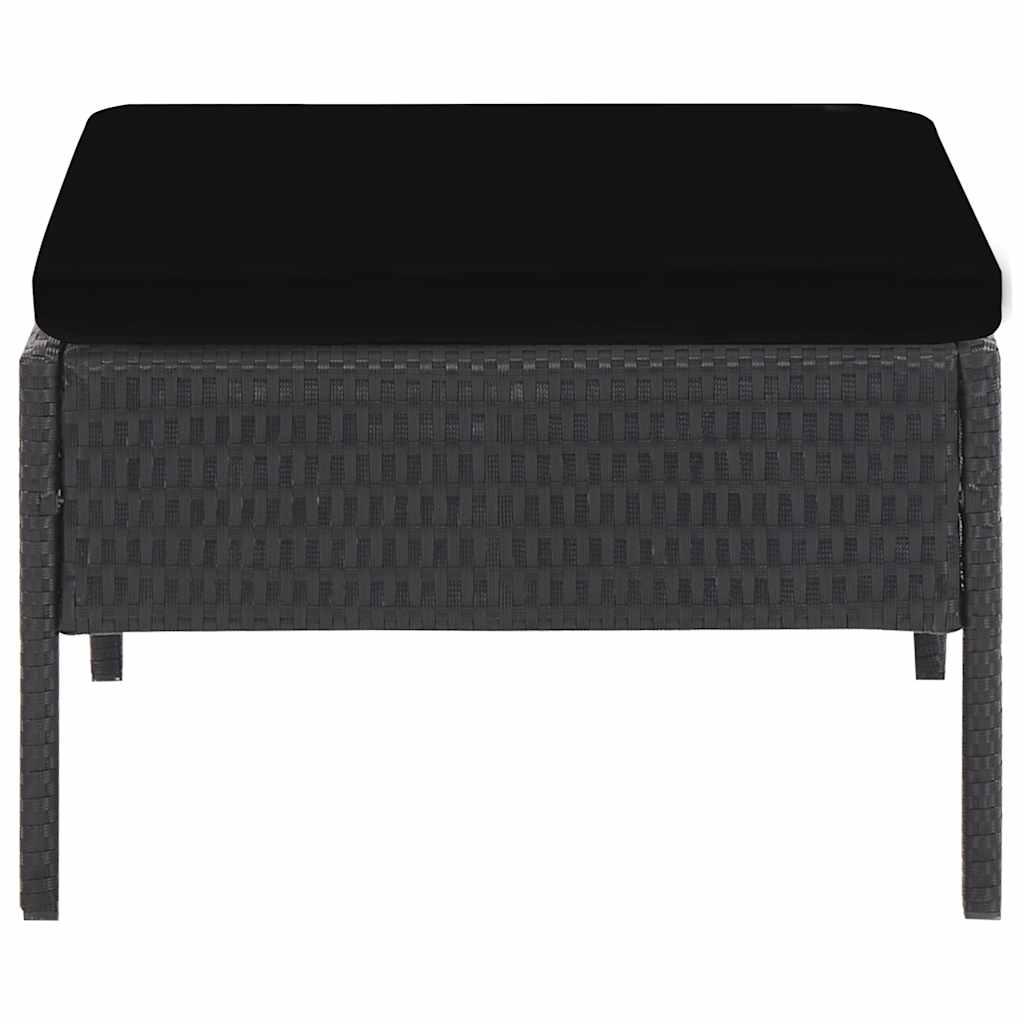 Set Divani da Giardino 6 pz con Cuscini in Polyrattan Nero