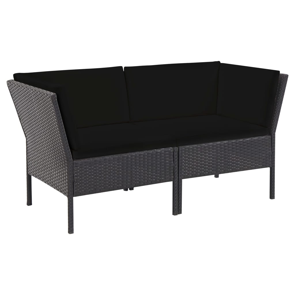 Set Divani da Giardino 6 pz con Cuscini in Polyrattan Nero | homemem39
