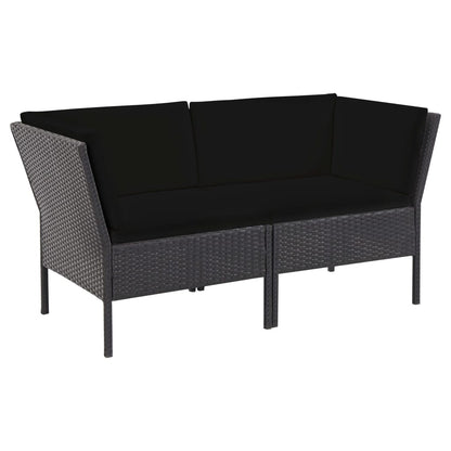 Set Divani da Giardino 6 pz con Cuscini in Polyrattan Nero | homemem39