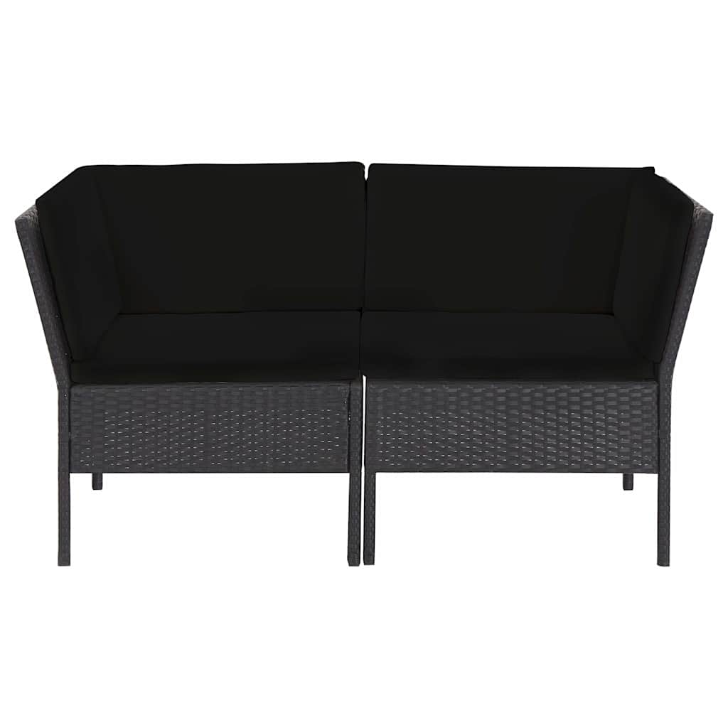 Set Divani da Giardino 6 pz con Cuscini in Polyrattan Nero