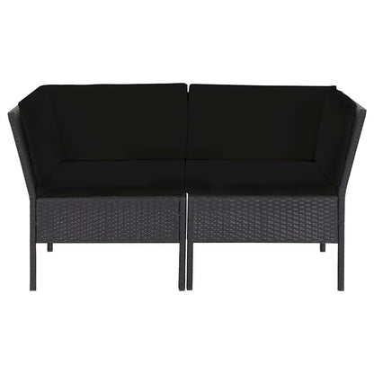 Set Divani da Giardino 6 pz con Cuscini in Polyrattan Nero