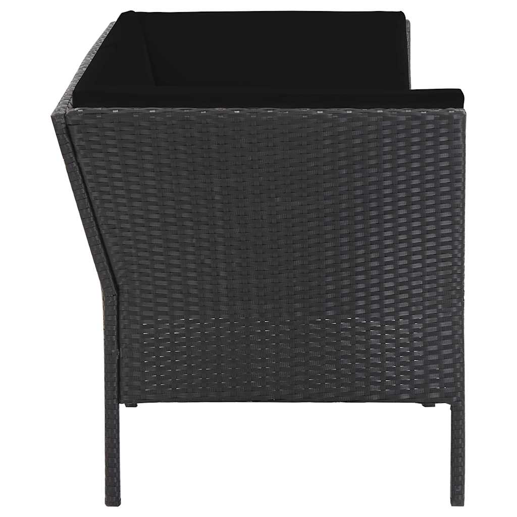 Set Divani da Giardino 6 pz con Cuscini in Polyrattan Nero