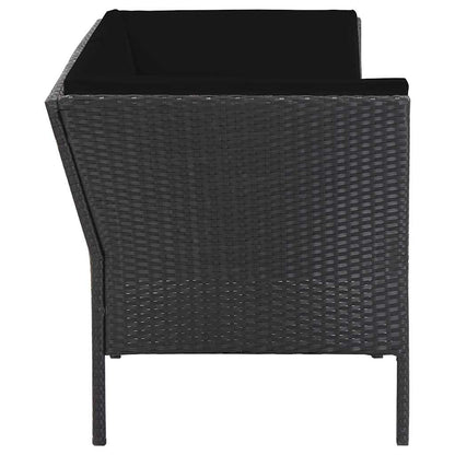 Set Divani da Giardino 6 pz con Cuscini in Polyrattan Nero