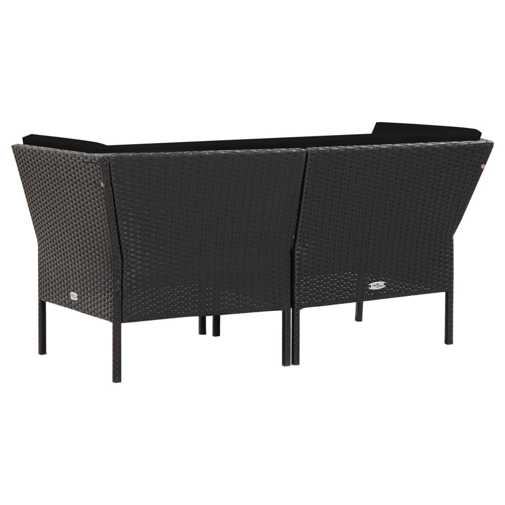 Set Divani da Giardino 6 pz con Cuscini in Polyrattan Nero | homemem39