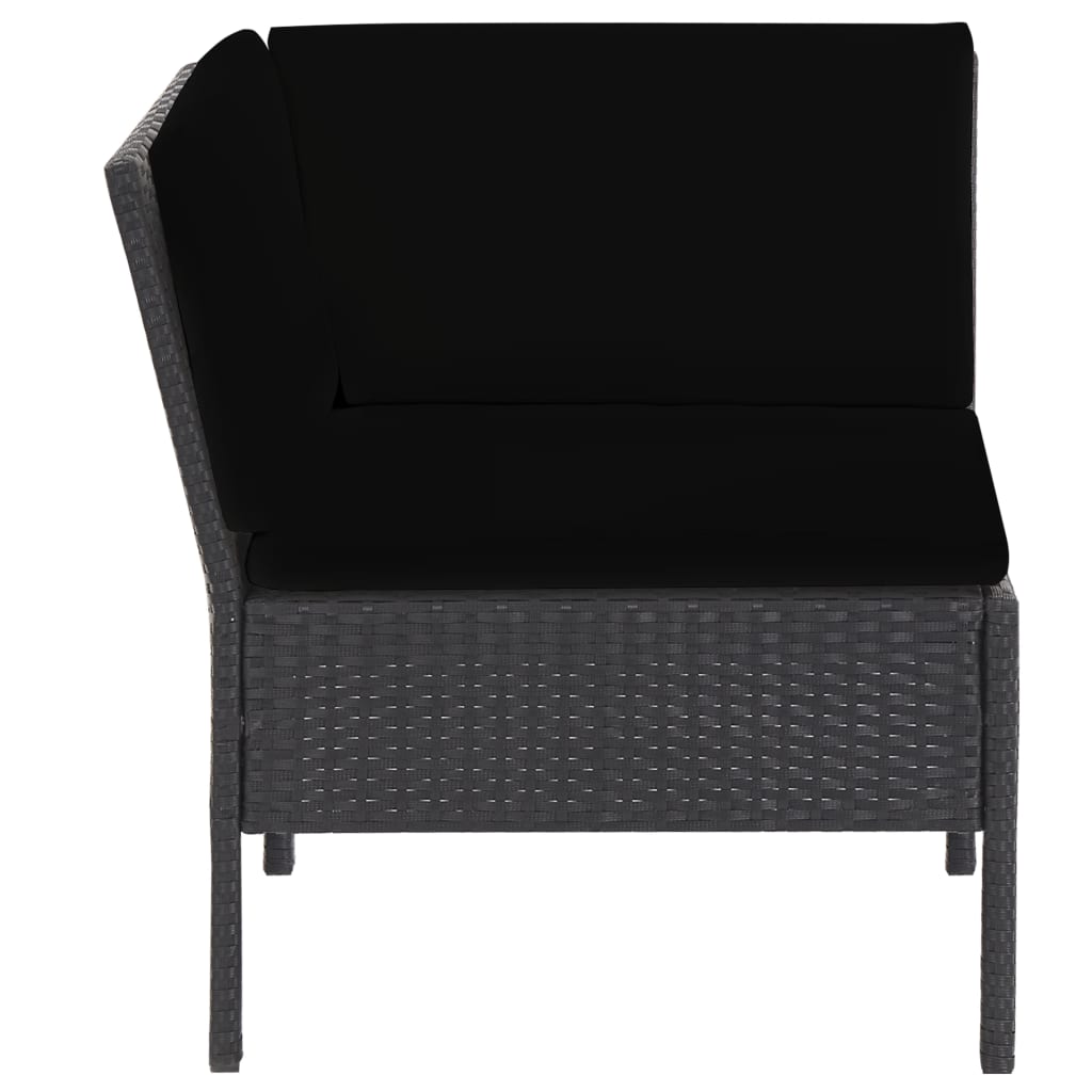 Set Divani da Giardino 6 pz con Cuscini in Polyrattan Nero | homemem39