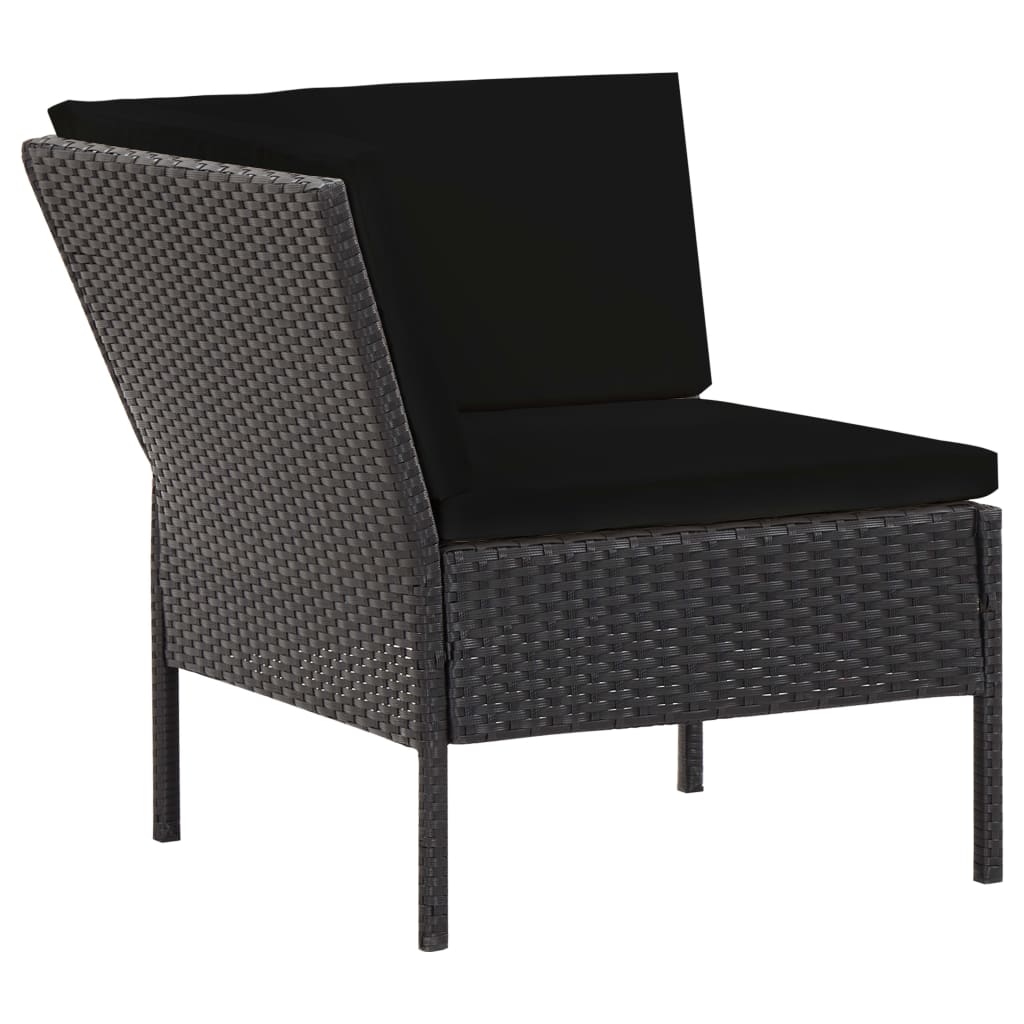 Set Divani da Giardino 6 pz con Cuscini in Polyrattan Nero | homemem39