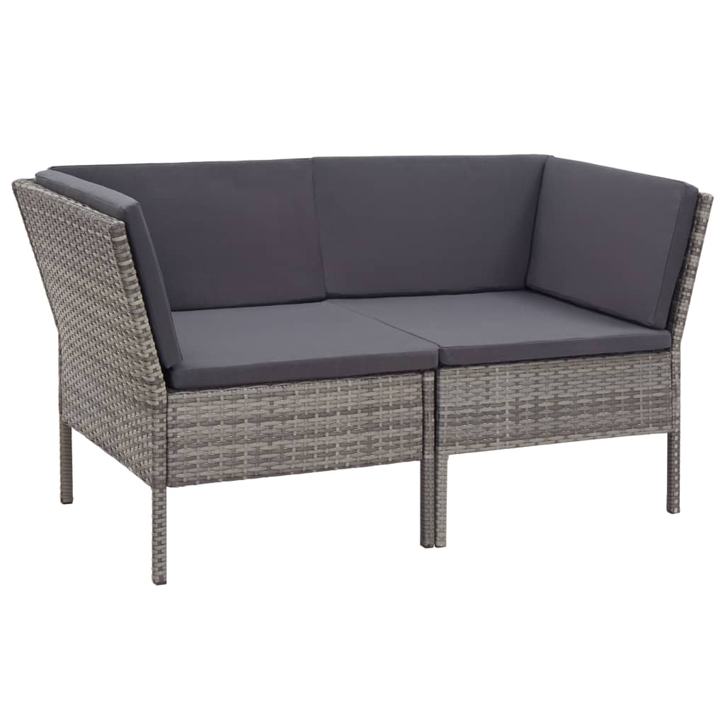 Set Divani da Giardino 6 pz con Cuscini in Polyrattan Grigio | homemem39