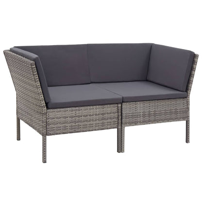 Set Divani da Giardino 6 pz con Cuscini in Polyrattan Grigio | homemem39