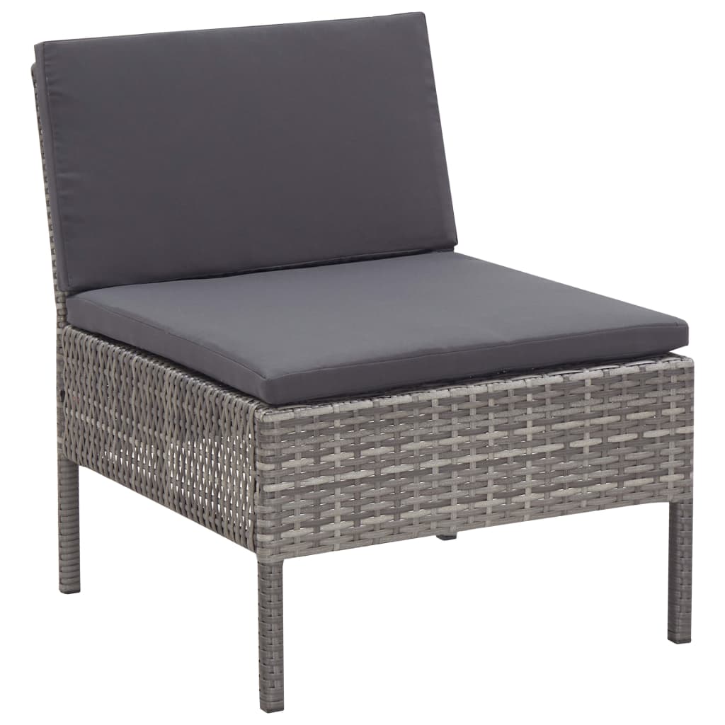 Set Divani da Giardino 6 pz con Cuscini in Polyrattan Grigio | homemem39