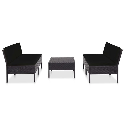 Set Divani da Giardino 5 pz con Cuscini in Polyrattan Nero | homemem39