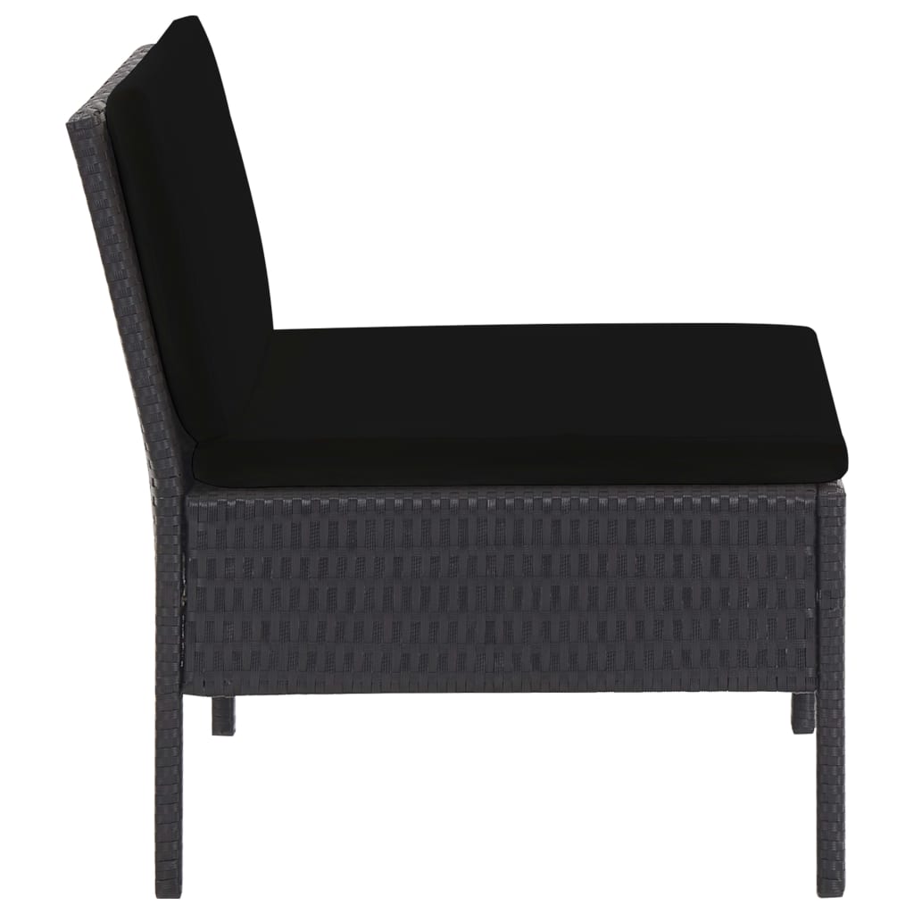 Set Divani da Giardino 5 pz con Cuscini in Polyrattan Nero | homemem39