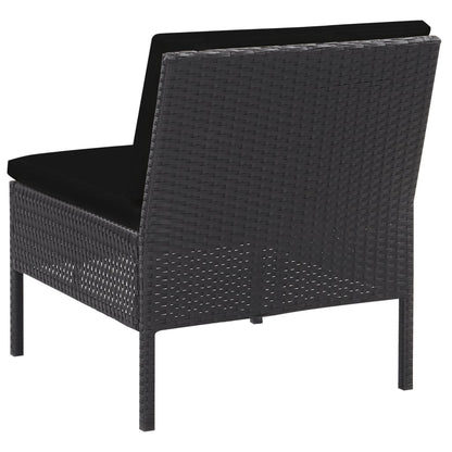 Set Divani da Giardino 5 pz con Cuscini in Polyrattan Nero | homemem39