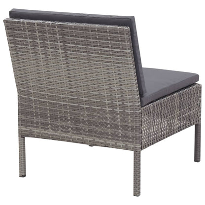 Set Divani da Giardino 5 pz con Cuscini in Polyrattan Grigio