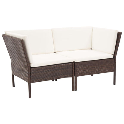 Set Divani da Giardino 6 pz con Cuscini in Polyrattan Marrone