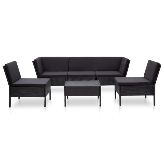 Set Divani da Giardino 6 pz con Cuscini in Polyrattan Nero | homemem39
