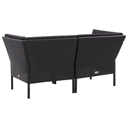 Set Divani da Giardino 6 pz con Cuscini in Polyrattan Nero | homemem39