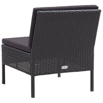 Set Divani da Giardino 6 pz con Cuscini in Polyrattan Nero | homemem39