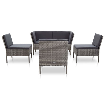 Set Divani da Giardino 6 pz con Cuscini in Polyrattan Grigio | homemem39