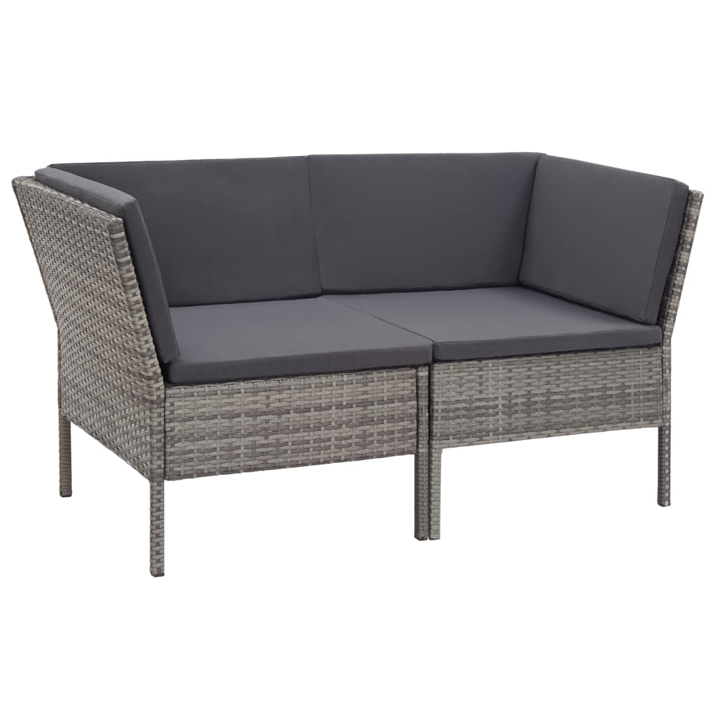 Set Divani da Giardino 6 pz con Cuscini in Polyrattan Grigio | homemem39
