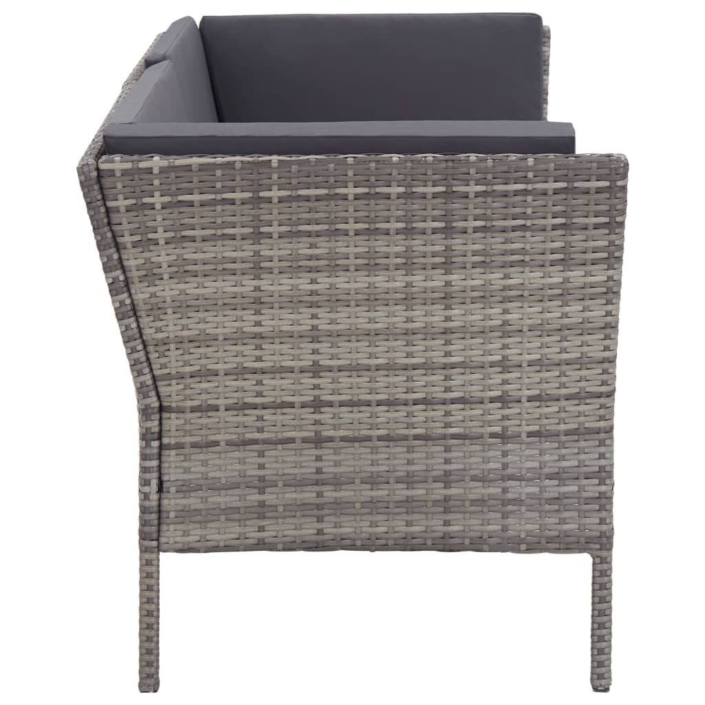 Set Divani da Giardino 6 pz con Cuscini in Polyrattan Grigio | homemem39