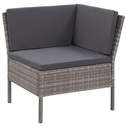 Set Divani da Giardino 6 pz con Cuscini in Polyrattan Grigio | homemem39