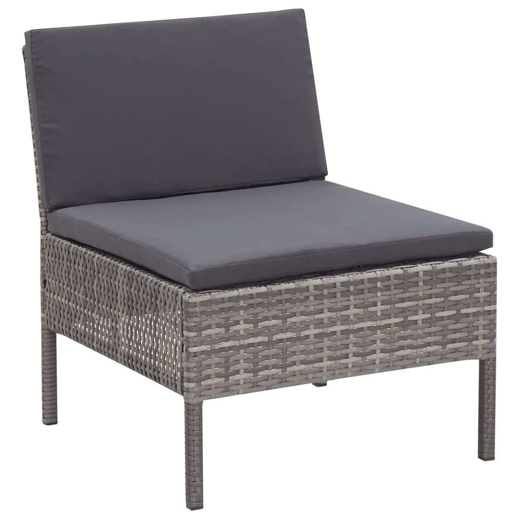 Set Divani da Giardino 6 pz con Cuscini in Polyrattan Grigio | homemem39