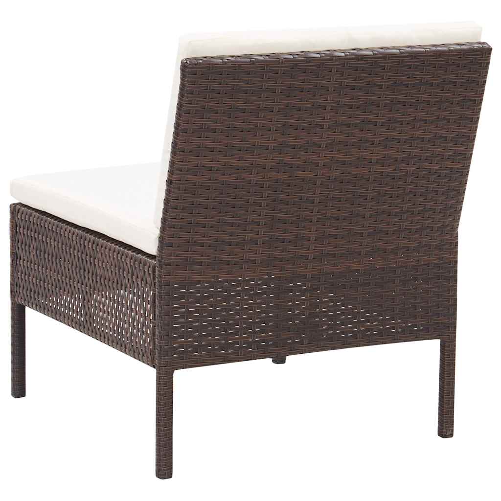 Set Divani da Giardino 8 pz con Cuscini in Polyrattan Marrone