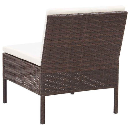 Set Divani da Giardino 8 pz con Cuscini in Polyrattan Marrone