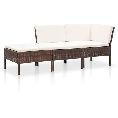 Set Divani da Giardino 8 pz con Cuscini in Polyrattan Marrone