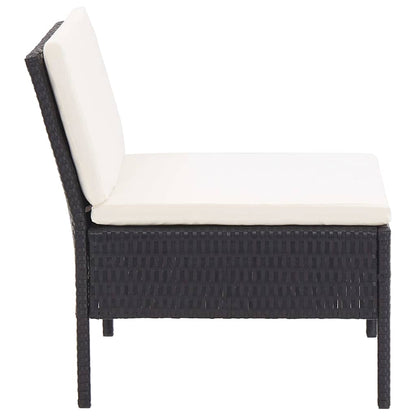 Set Divani da Giardino 8 pz con Cuscini in Polyrattan Nero