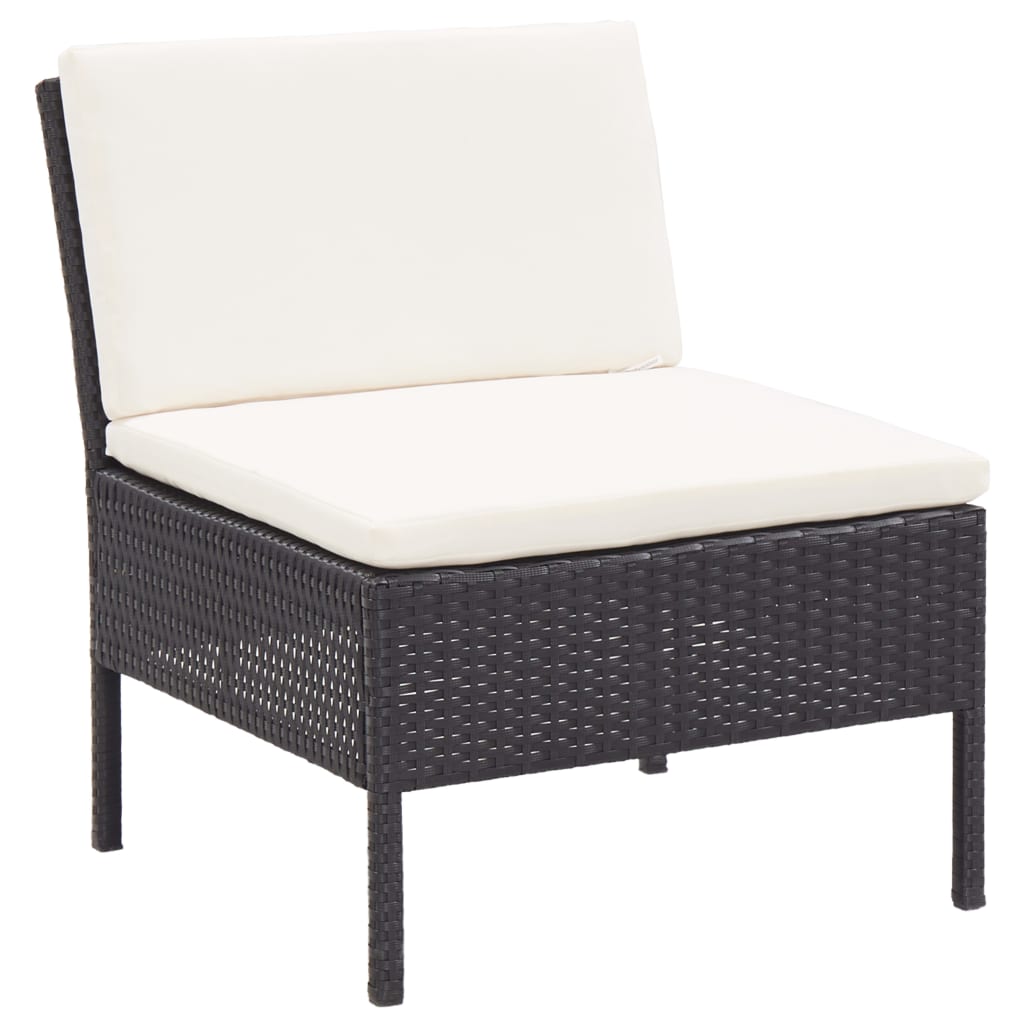 Set Divani da Giardino 8 pz con Cuscini in Polyrattan Nero