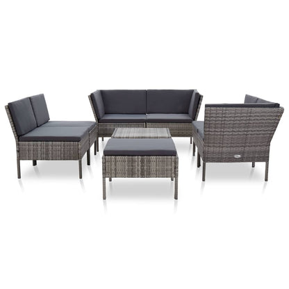 Set Divani da Giardino 8 pz con Cuscini in Polyrattan Grigio | homemem39