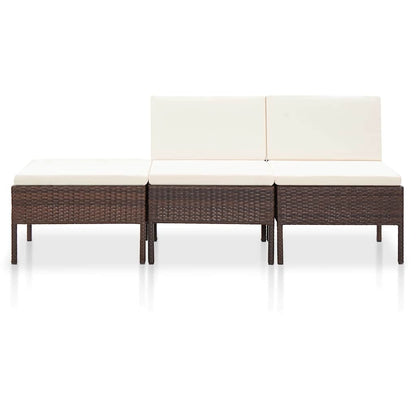 Set Divani da Giardino 3 pz con Cuscini in Polyrattan