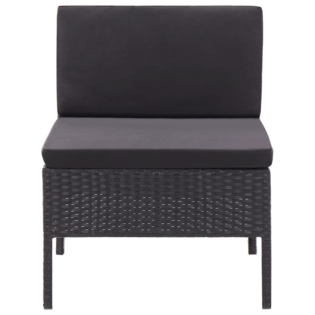 Set Divani da Giardino 3 pz con Cuscini in Polyrattan Nero - homemem39