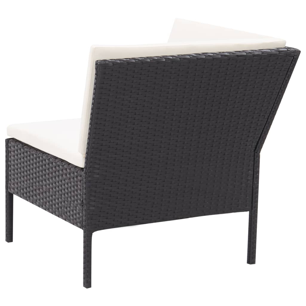 Set Divani da Giardino 3 pz con Cuscini in Polyrattan Nero | homemem39