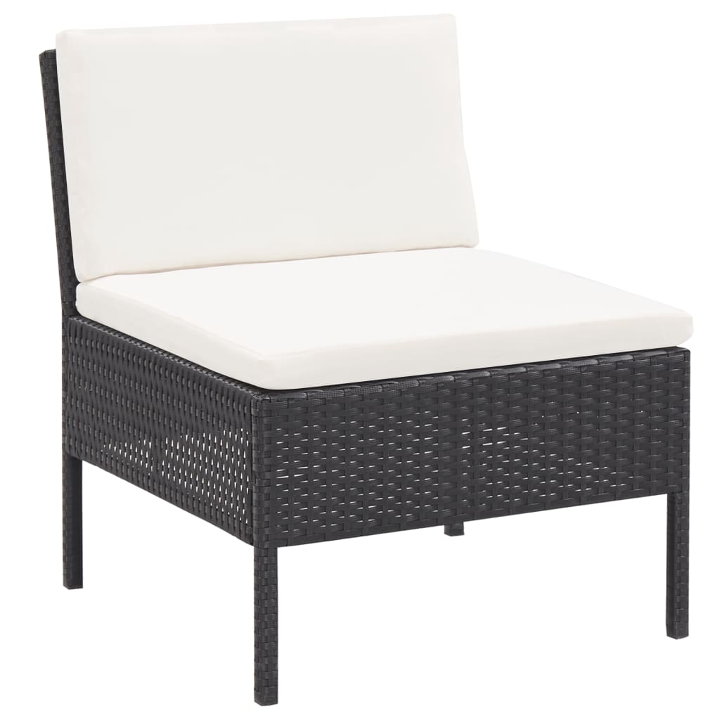 Set Divani da Giardino 3 pz con Cuscini in Polyrattan Nero | homemem39
