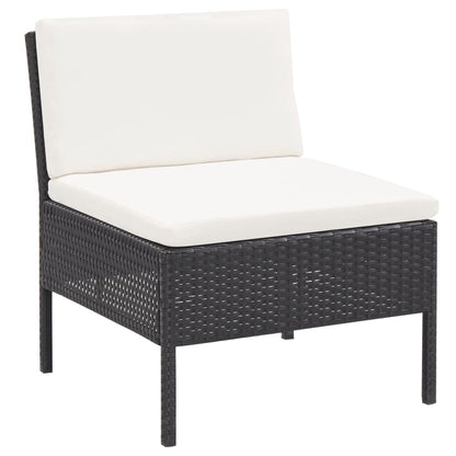 Set Divani da Giardino 3 pz con Cuscini in Polyrattan Nero | homemem39
