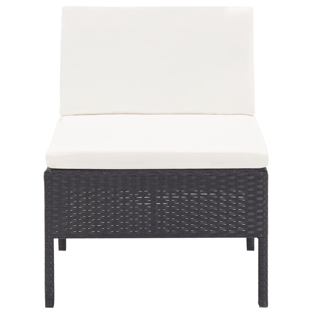 Set Divani da Giardino 3 pz con Cuscini in Polyrattan Nero | homemem39