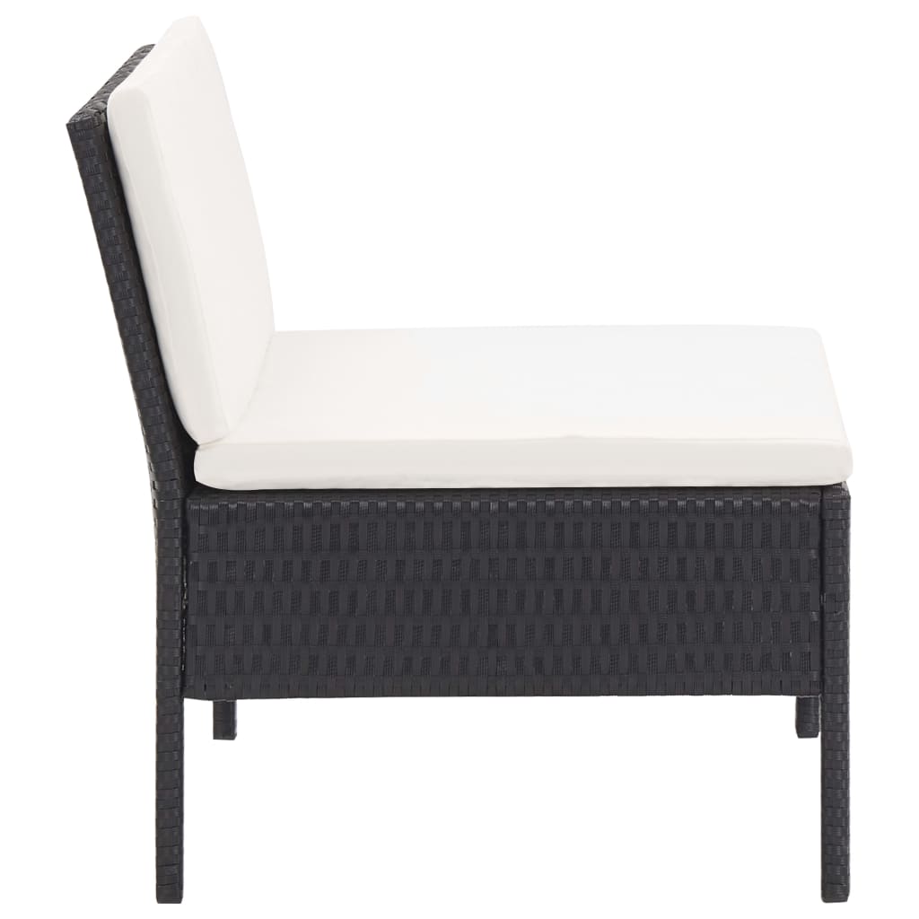 Set Divani da Giardino 3 pz con Cuscini in Polyrattan Nero | homemem39