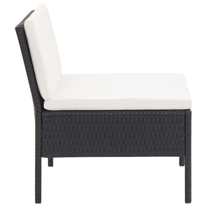 Set Divani da Giardino 3 pz con Cuscini in Polyrattan Nero | homemem39
